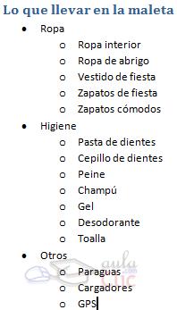 Lista de viñetas